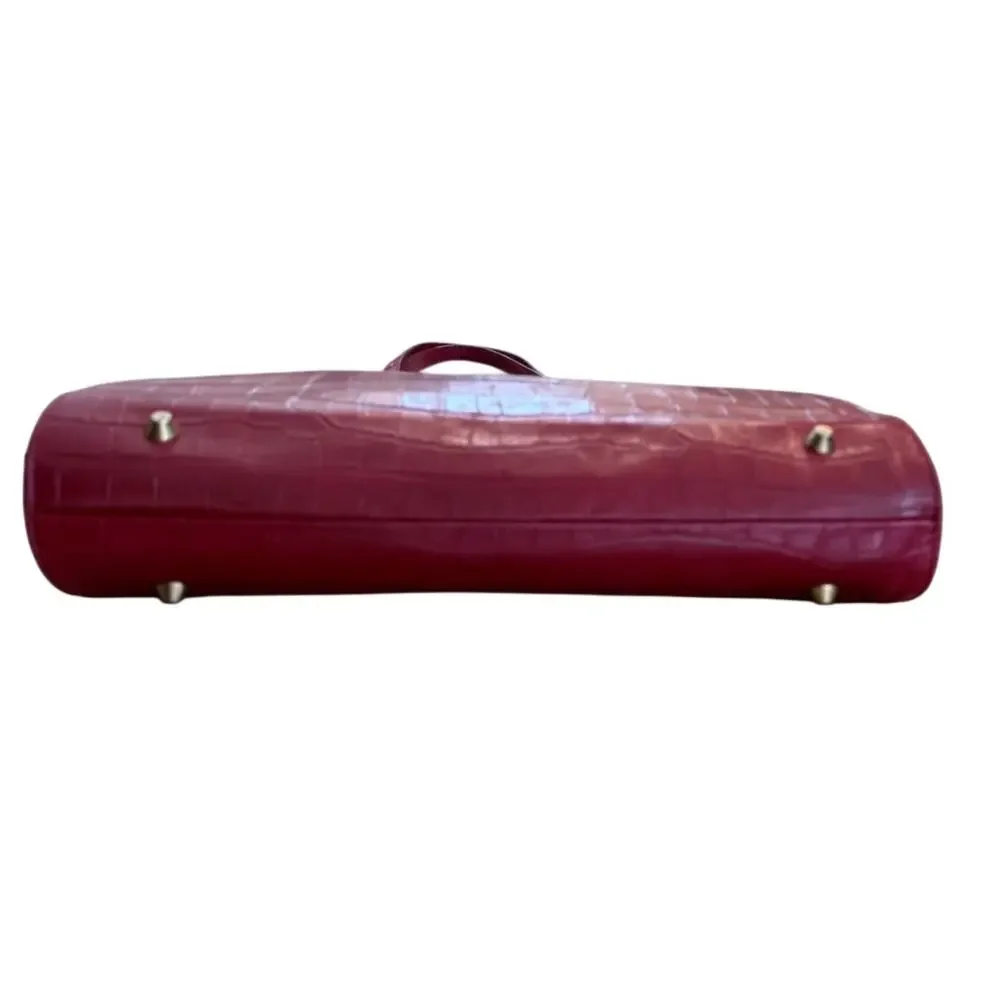 Divina Firenze Red Shoulder Bag Genuine Leather Croc Pattern Made in Italy